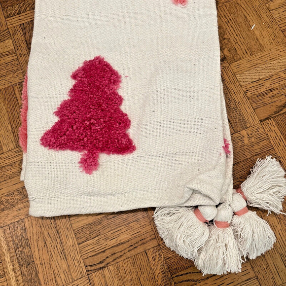 Rachel Zoe Pink Christmas Tree Decorative Throw Blanket Tassel 50 x 60 Viral - Picture 4 of 4